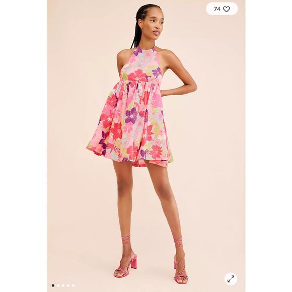 Passion Flower Mini Dress Open Back Floral Spring Summer Mini XS NWOT - Picture 1 of 4